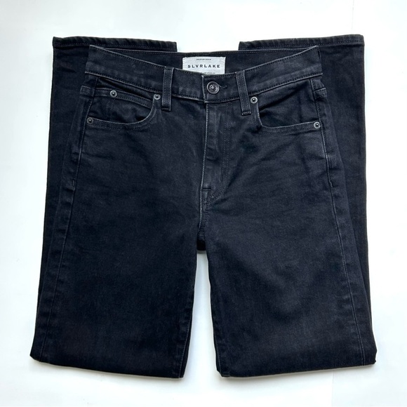 SLVRLAKE Sophie Straight Leg Jean Black Hidden Valley Wash Size 24 - Picture 7 of 9